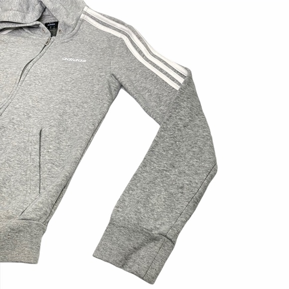 Adidas Essential 3 Stripe Gray Hoodie Size XS - Picture 4 of 5